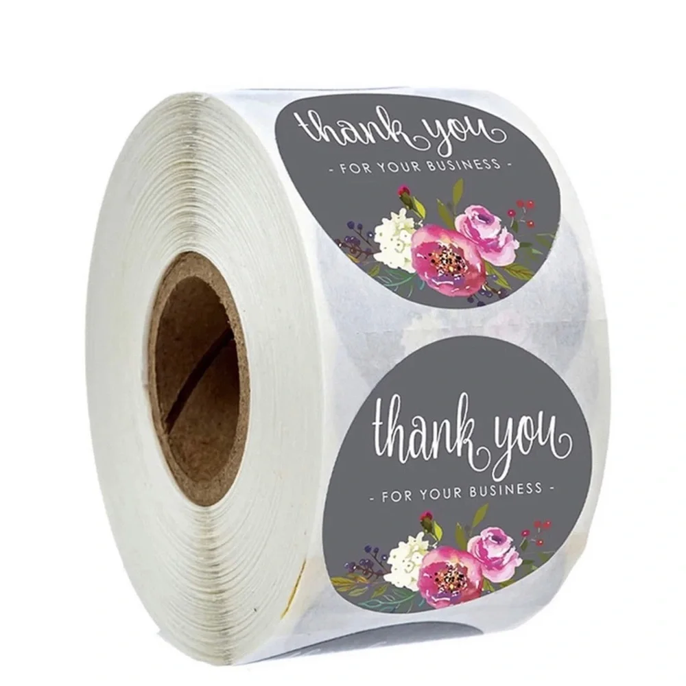 Floral Thank You For Your Business 500 Stickers